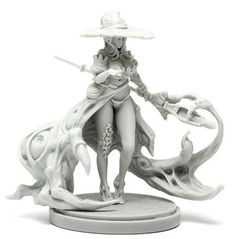 Fantasy Female Witch Mounted on Giant Frog Beast 75mm Resin Figure Kit - resin model view 2