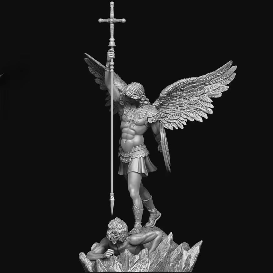 Saint Michael Archangel Defeating Dragon 75mm Resin Figure Kit - resin model view 3