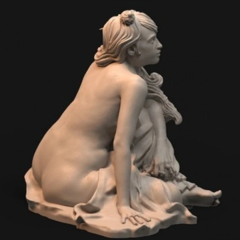 1/24 Scale Diecast Resin Figure Model Kit Sitting Pretty Girl (Seated Size 40Mm) Miniature Toy Unassembled Unpainted DIY Diorama