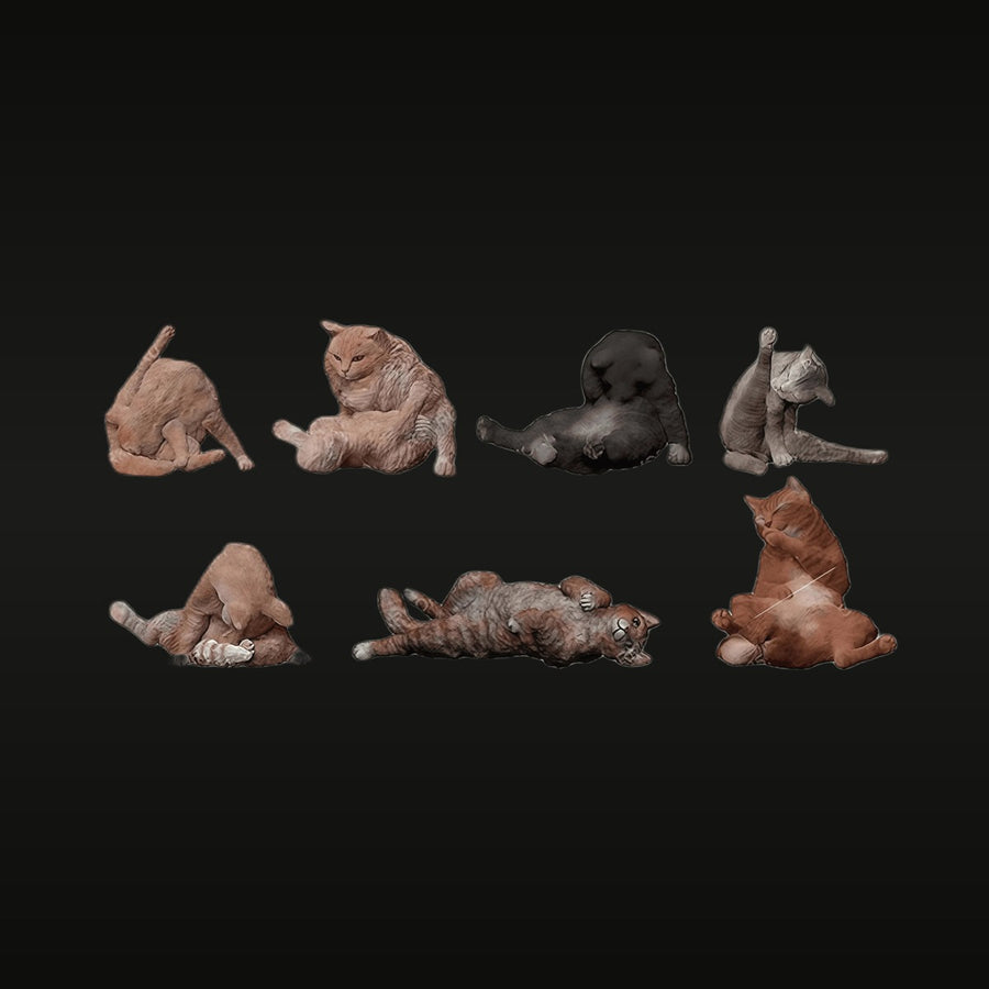 Cats Resting Poses Set 1/35 Resin Miniature Figures Kit - unpainted resin model kit