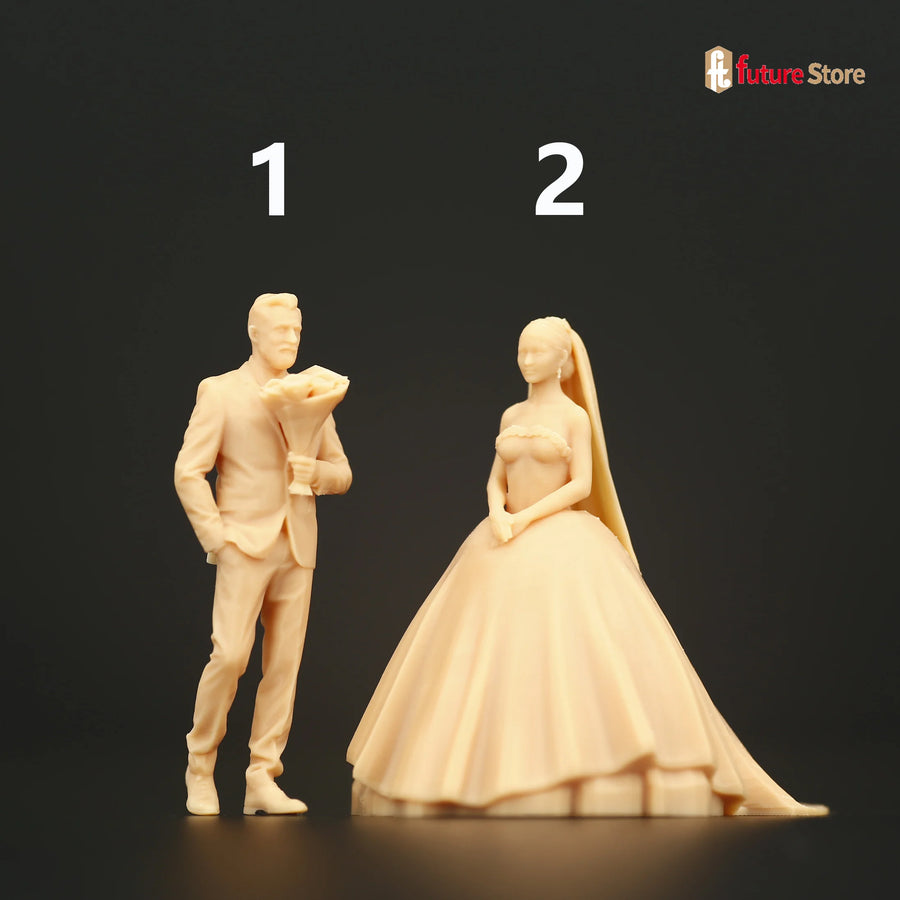 1/64 1/43 A326 Groom Bouquet Bride Miniatures Figures Diorama Sand Table Scene Props Creative Photograph Mini Doll Model Decorat
