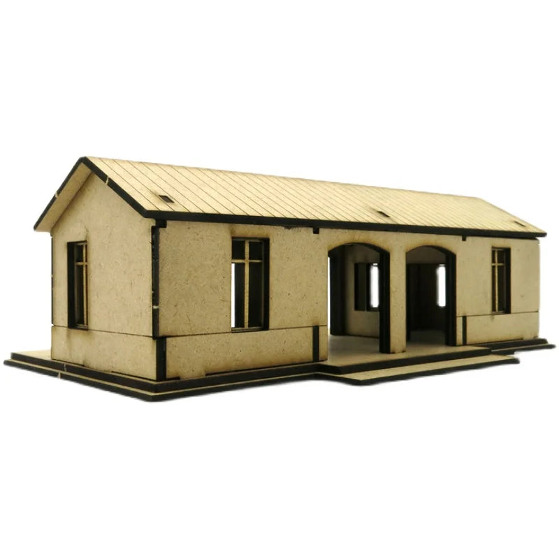 1: 72 Supply Station Bus and Train Platform Scene Wooden Assembly Model Hobby Making Accessories Tools Architectural Scenes