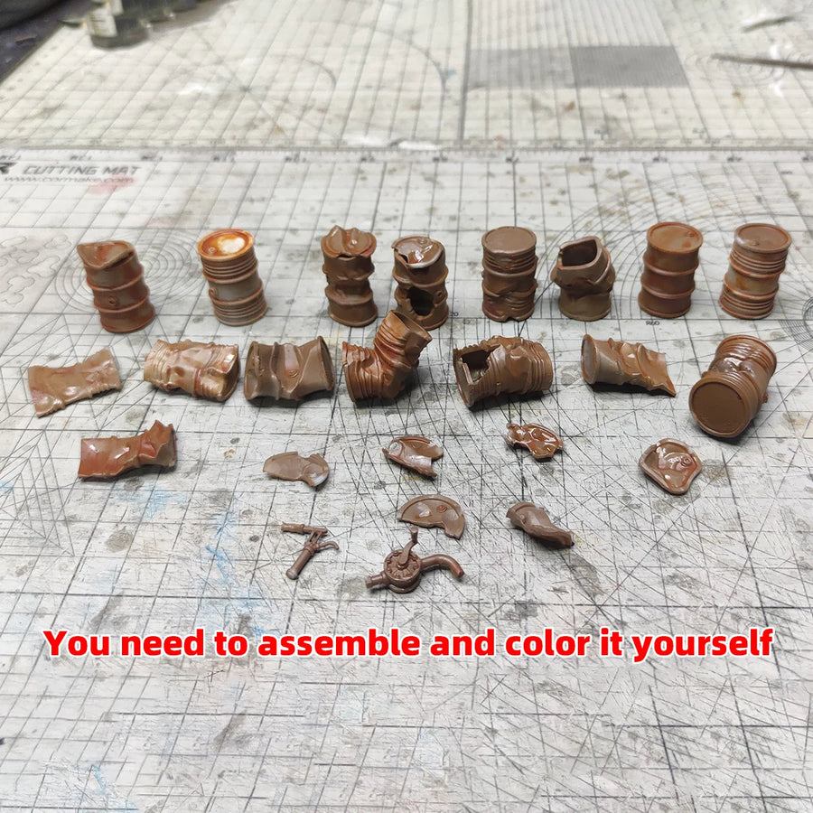1/35 Scale Model Kit Building Oil Drum Oil Tank Oil Can Sand Table Diorama Models Suits for Car Tank Armored Vehicle Airplane