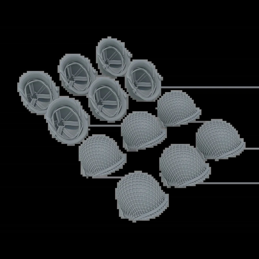 WWII US M1 Helmet with Liner Assembly 1/35 Scale Resin Kit (12-pack) - resin model view 3