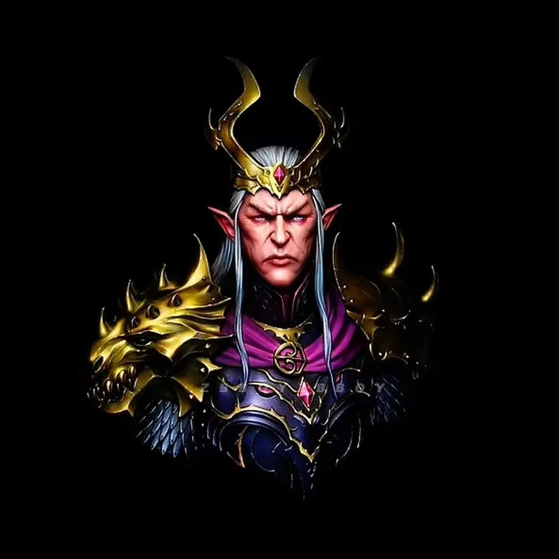 Fantasy Demon Lord Male Bust with Curved Horns & Winged Armor 1/12 Resin Kit - resin model view 2