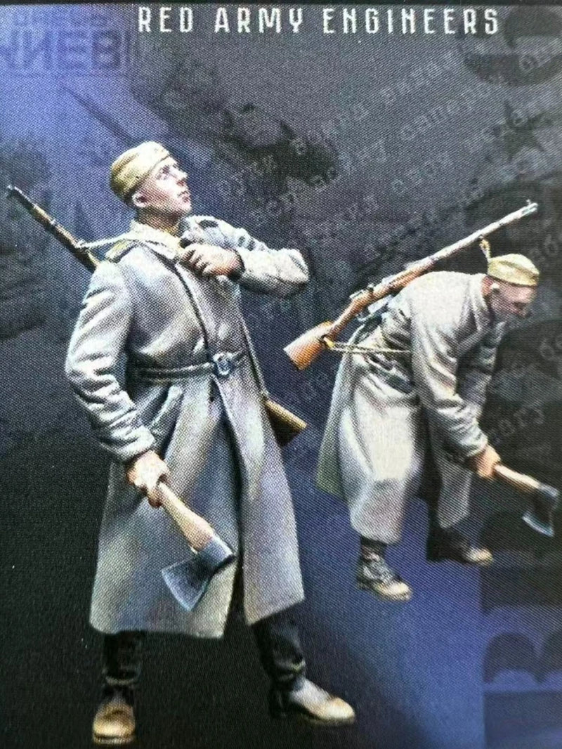 WWII Soviet Red Army Soldier with Greatcoat 1/35 Resin Figure Set - resin model view 2