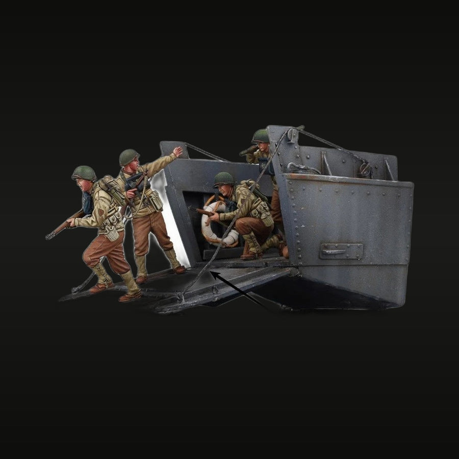 WWII US Army Soldiers LCM Landing Craft Diorama 1/35 Resin Set - unpainted resin model kit