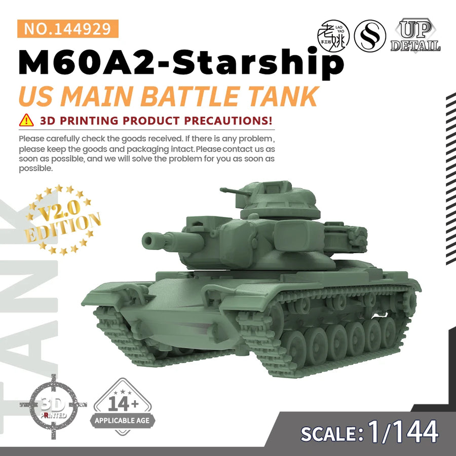 1/144 1/200 1/700  SS929 Military Model Kit US M60A2-Starship Main Battle Tank Miniature Static War Games