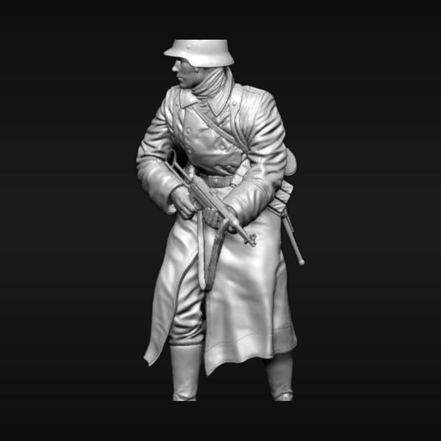 WWII German Female Soldier with MP40 Greatcoat 1/16 Resin Figure Kit - unpainted resin model kit