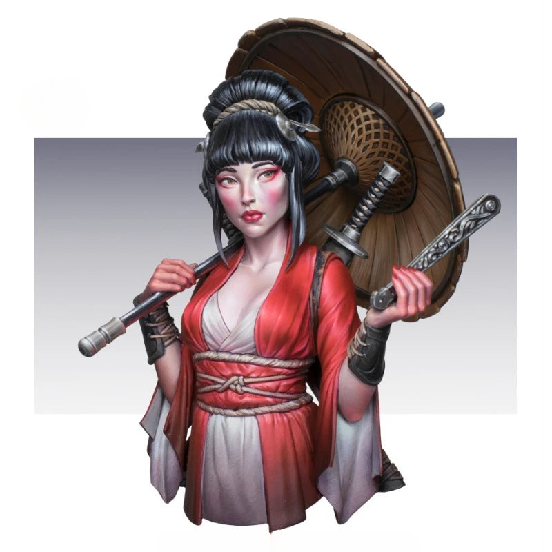 1/10 Scale 60Mm Height Diecast Resin Bust Model Kit Sakura Female Warrior Statue Unassembled Unpainted