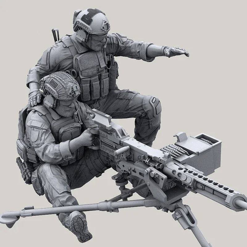 Modern Military Sniper Team Bolt-Action Rifle & Spotter 1/35 Resin Figure Set Kit - resin model view 2