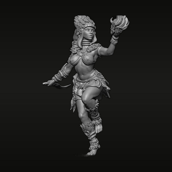 Fantasy Female Egyptian Priestess with Ornate Headdress 75mm Resin Figure Kit