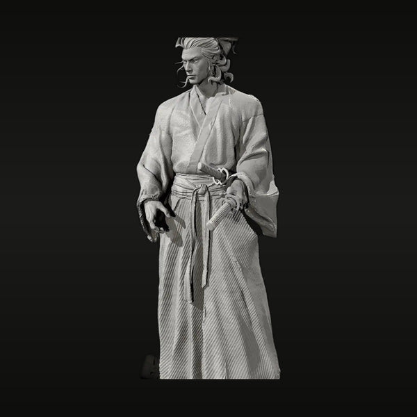 Samurai Warrior with Dual Katana 38mm Resin Bust Kit