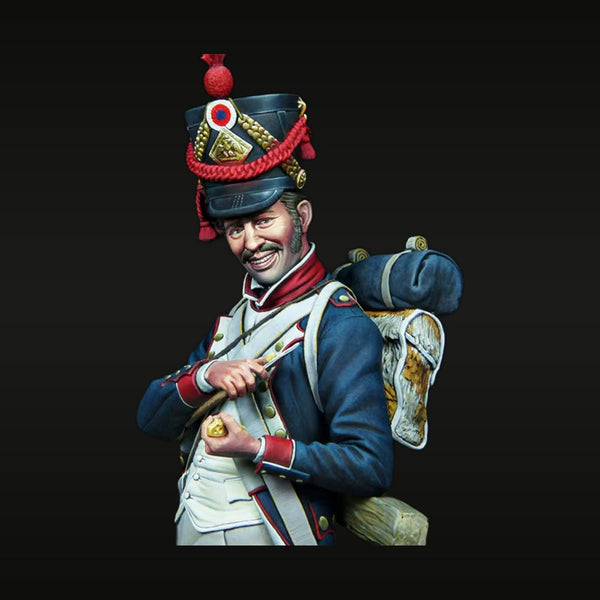 Napoleonic French Officer Shako with Musket 1/12 Resin Bust