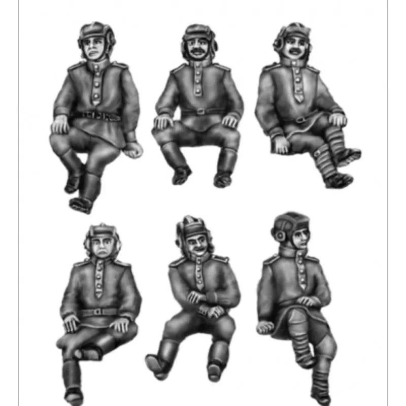 1/72 Scale Diecast Resin Figure Model Kit Soviet Tank Crew Seated Set 6 Figures Unpainted