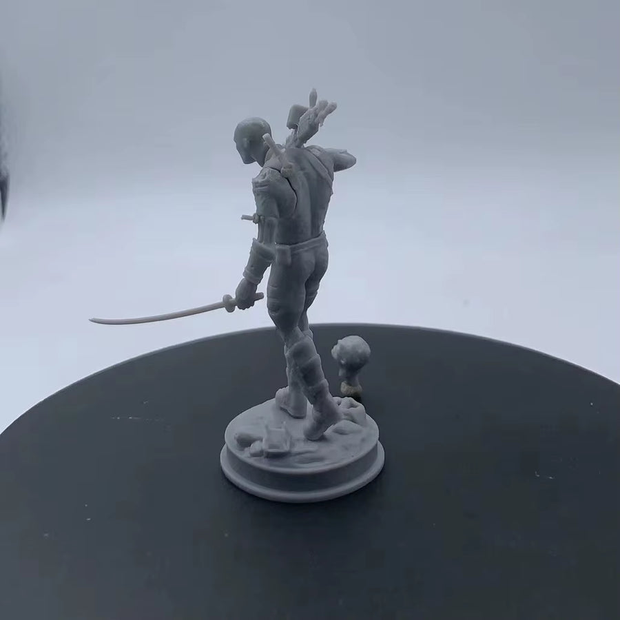 Masked Male Mercenary with Sword & Rifles 1/24 Resin Figure - resin model view 4
