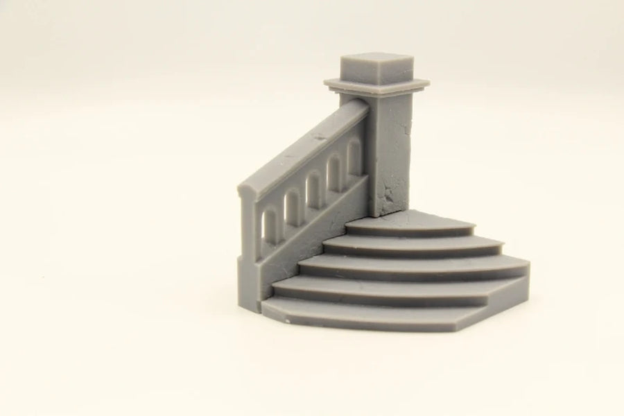Curved Stone Staircase with Railing 1/35 Resin Diorama Base - resin model view 2