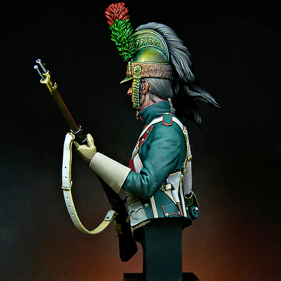 Napoleonic French Imperial Guard Officer with Musket 1/12 Resin Bust Kit - resin model view 4