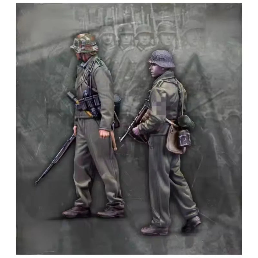 WWII German Wehrmacht Infantry Pair Kar98k MP40 1/35 Resin Figure Set - resin model view 5