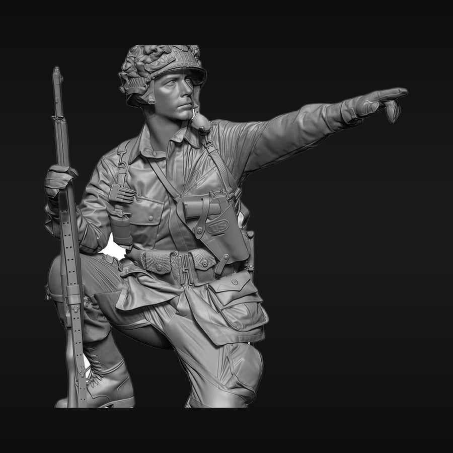 WWII US Airborne Paratrooper with M1 Garand 1/35 Resin Figure Kit - unpainted resin model kit