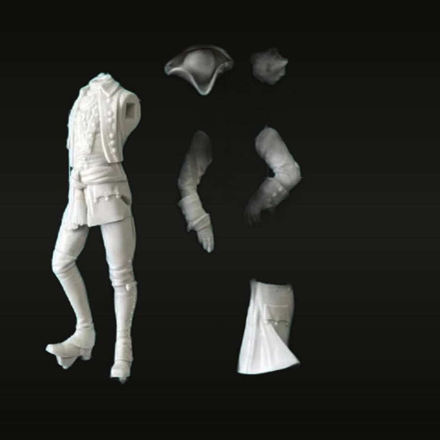 French 18th Century Officer Full Figure 54mm Resin Kit - unpainted resin model kit