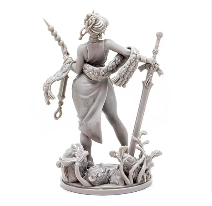 Fantasy Female Warrior with Ornate Weapons 75mm Resin Figure Kit - resin model view 3