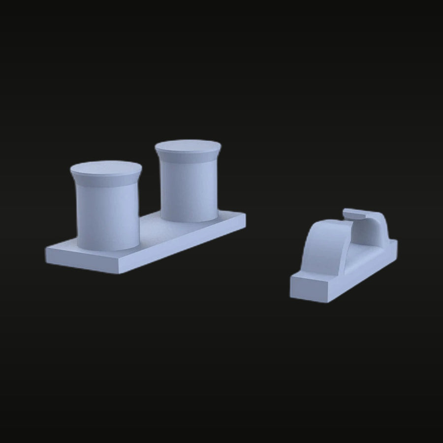 WWII USN Battleship Funnel & Bracket Upgrade Set 1/200 Resin Kit - unpainted resin model kit