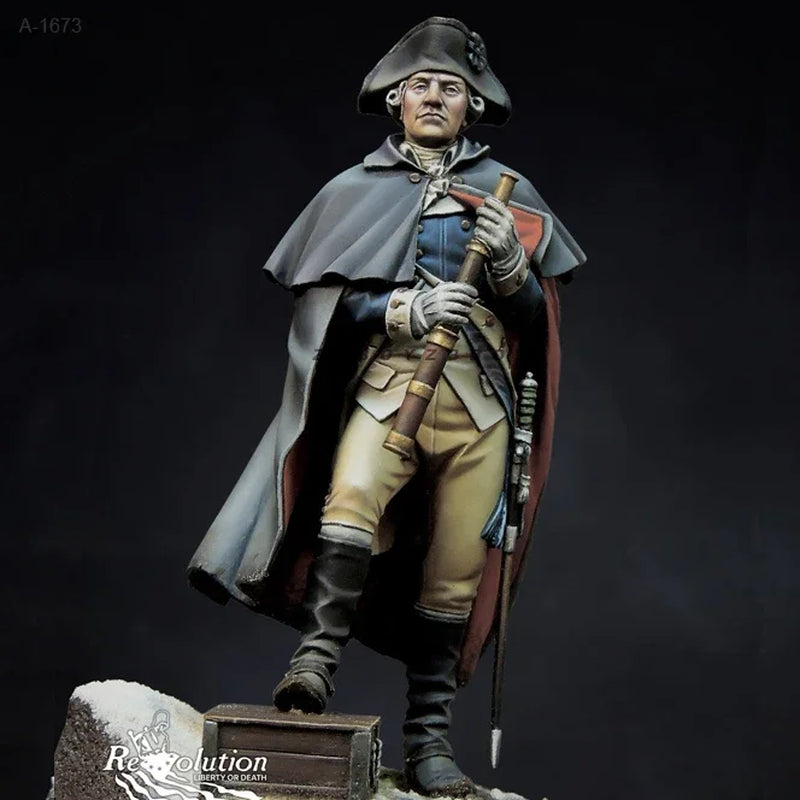 American Revolutionary War Officer with Cape and Sword 1/24 Resin Figure Kit - resin model view 2