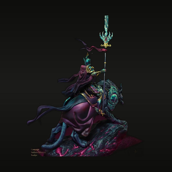 Fantasy Female Warrior on Demonic Beast with Magical Staff 1/24 Resin Kit