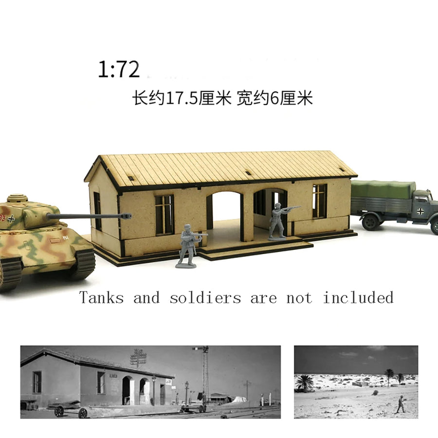 1: 72 Supply Station Bus and Train Platform Scene Wooden Assembly Model Hobby Making Accessories Tools Architectural Scenes