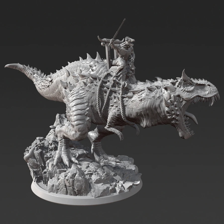 Fantasy Lizard Rider with Sword 60mm Resin Diorama Kit - resin model view 4