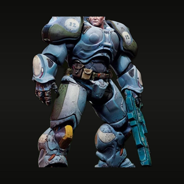 Sci-Fi Power Armor Soldier with Fuel Canister & Assault Rifle 1/32 Resin Figure Kit