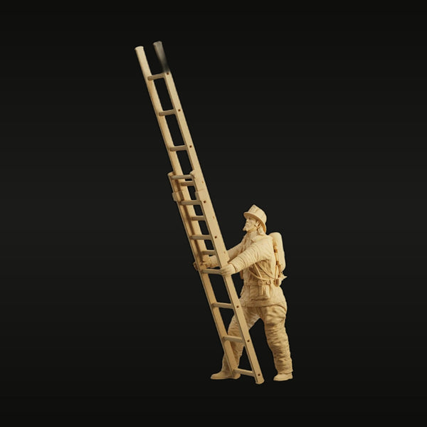 Modern Firefighter with Ladder 1/35 Resin Figure Kit