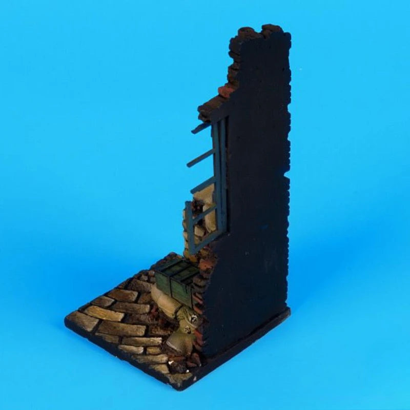 Ruined Brick Wall Corner with Cracked Base 1/35 Resin Diorama Kit - resin model view 3