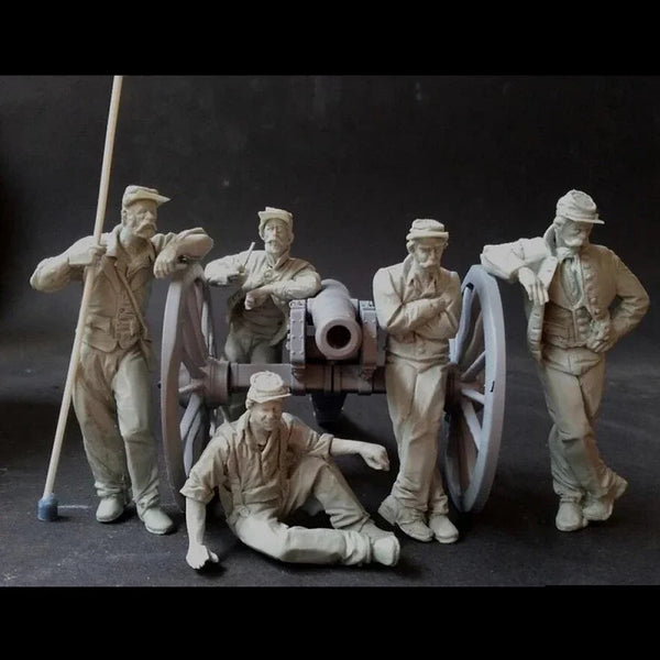 American Civil War Confederate Artillery Crew with Cannon 1/24 Resin Figure Kit