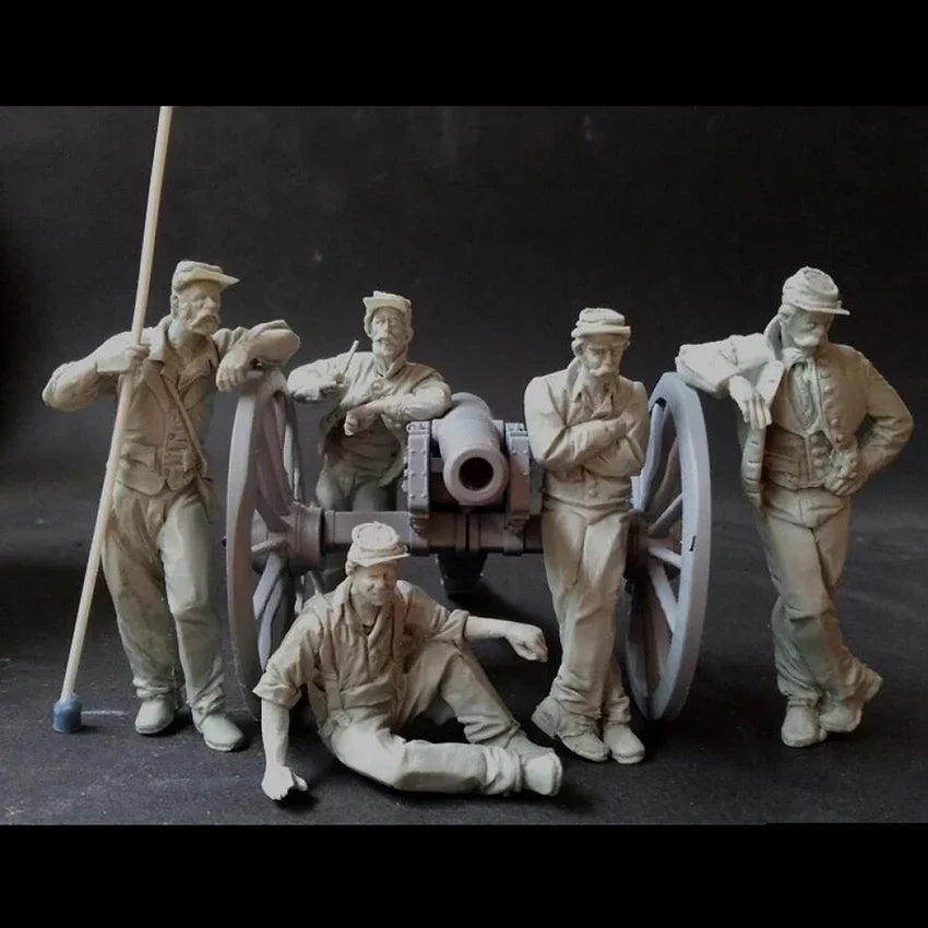 American Civil War Confederate Artillery Crew with Cannon 1/24 Resin Figure Kit - unpainted resin model kit