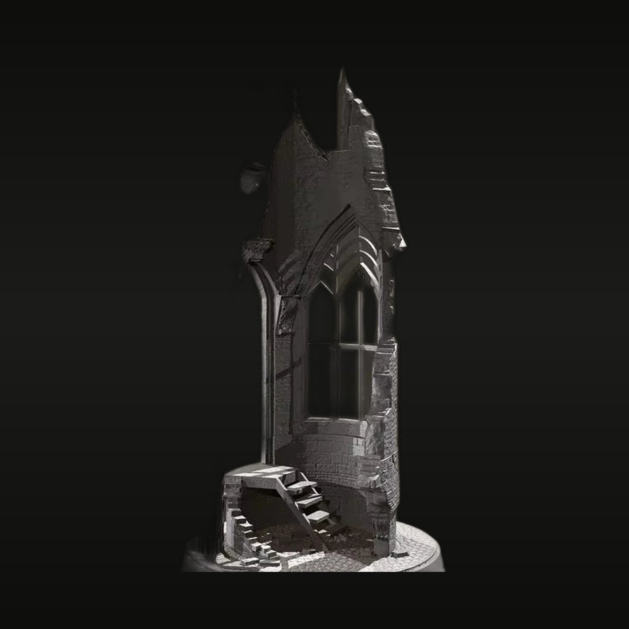 Medieval Ruined Church Tower Section 1/35 Resin Diorama Kit - unpainted resin model kit