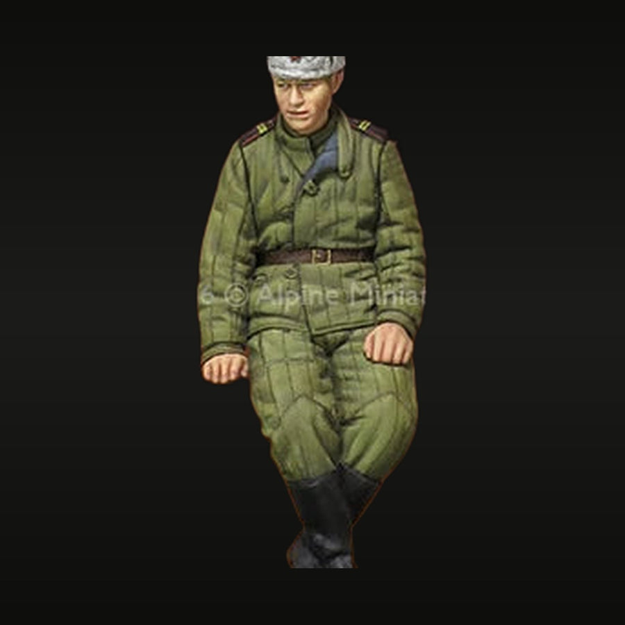 WWII Soviet Tank Crewman in Quilted Suit with Ushanka 1/16 Resin Figure Kit - unpainted resin model kit