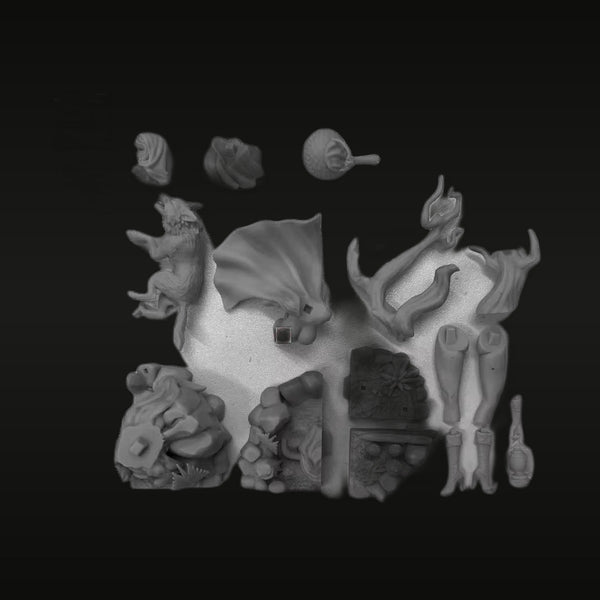 Fantasy Female Warrior Mounted on Dragon 75mm Resin Diorama Kit