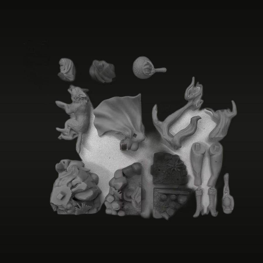 Fantasy Female Warrior Mounted on Dragon 75mm Resin Diorama Kit - unpainted resin model kit