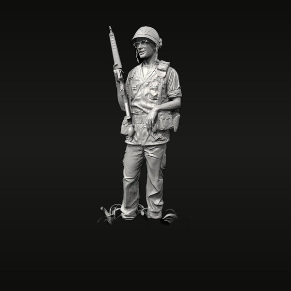 Vietnam War US Soldier with M16 Bayonet 75mm Resin Bust Kit