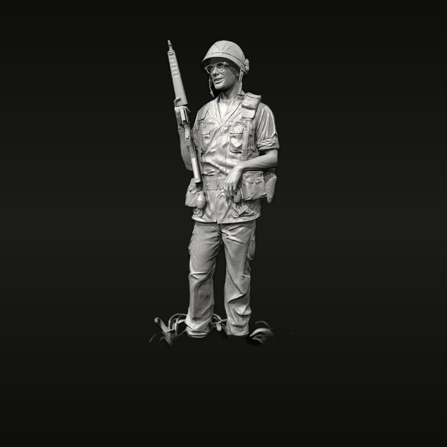 Vietnam War US Soldier with M16 Bayonet 75mm Resin Bust Kit - unpainted resin model kit
