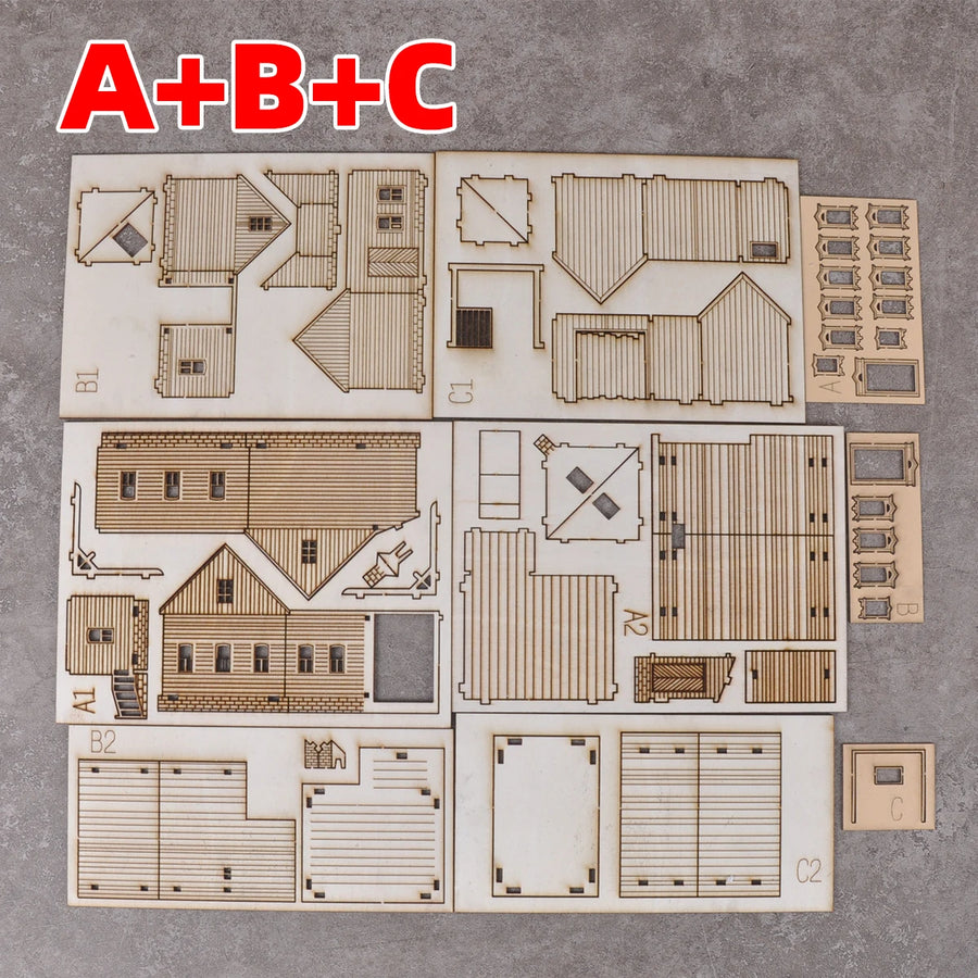 Assembly Architectural Model Sand Table Europe Rural Villa Log Cabin Wooden House Building Diorama Scale Model Kit 1/72