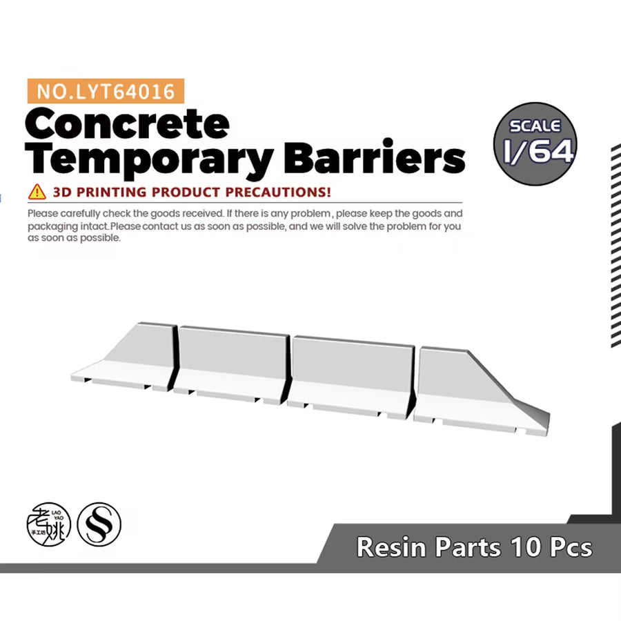 Yao'S Studio LYT016 1/87 1/35 1/72 1/76 Miniature Factory Building Railroad Road Accessory Props Display Concrete Jersey Barrier