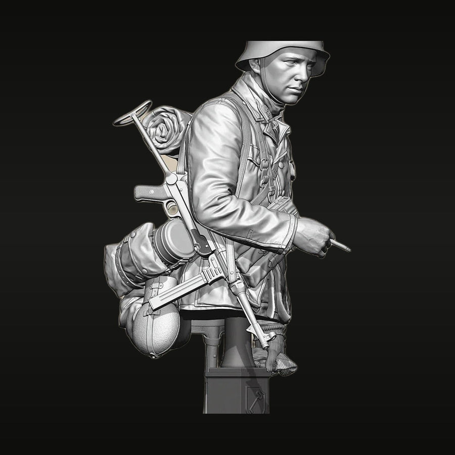 WWII German Soldier with K98 Rifle 1/10 Resin Bust Kit - unpainted resin model kit