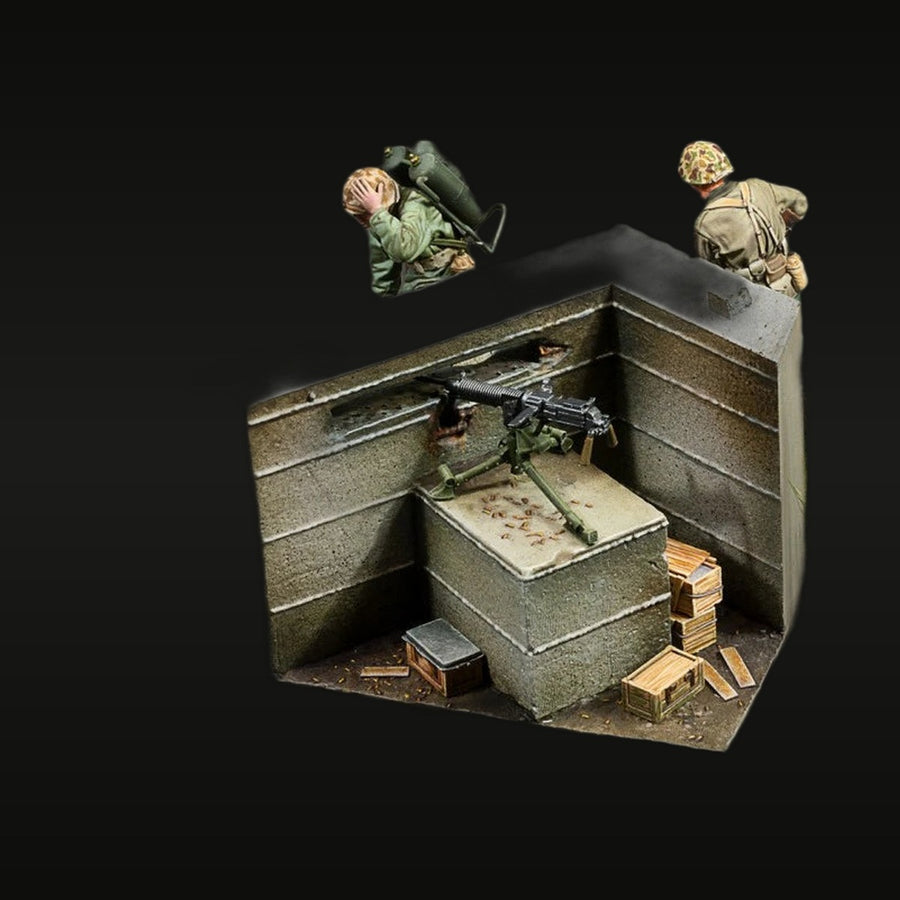 WWII US Machine Gun Bunker Diorama 1/35 Resin Kit - unpainted resin model kit