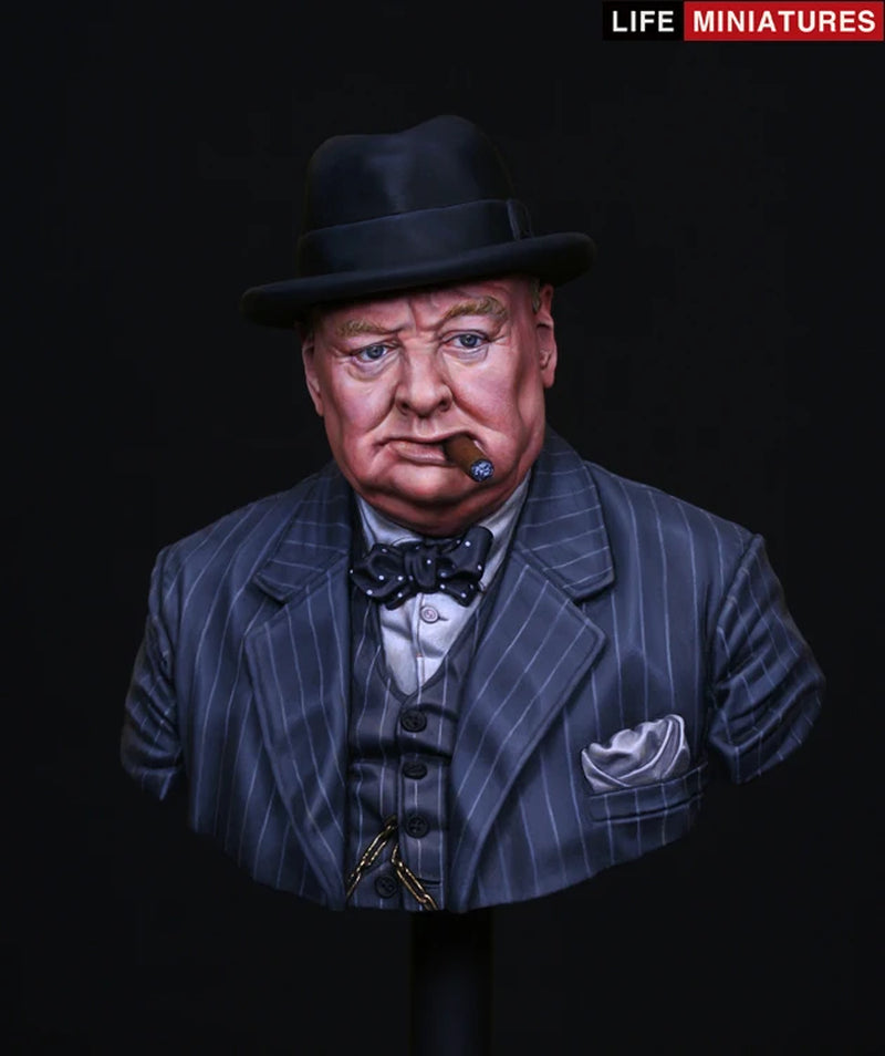 British Statesman with Brodie Helmet and Cigar 1/8 Resin Bust - resin model view 2