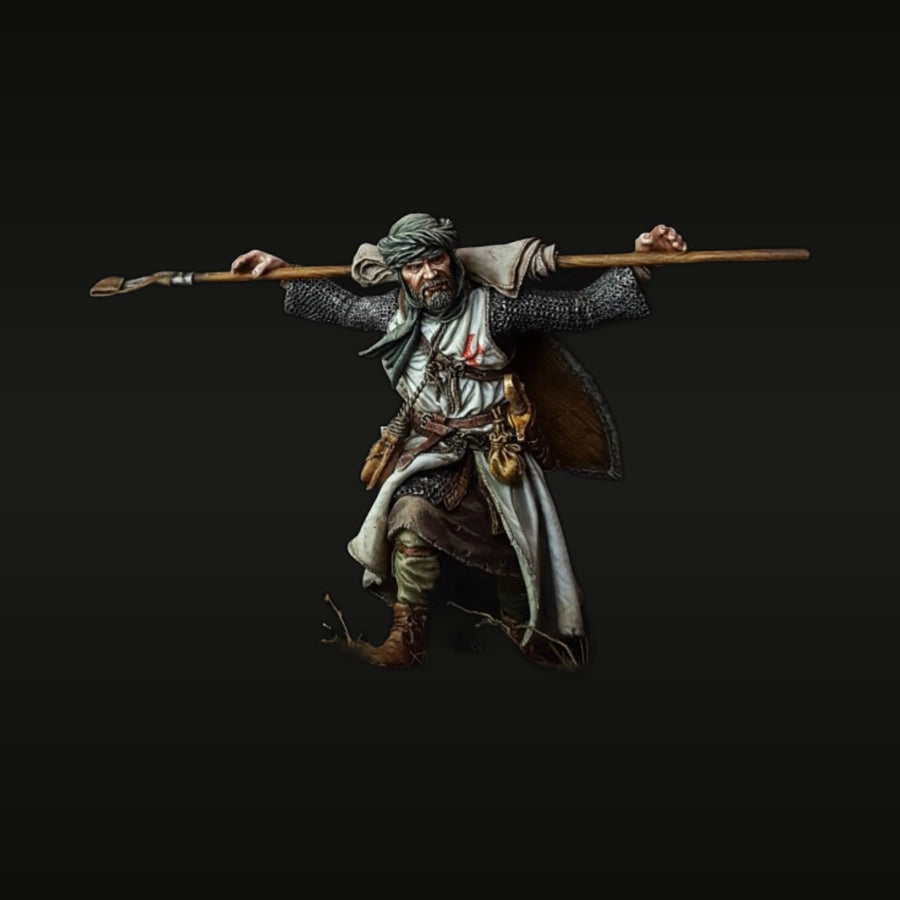 Medieval Crusader Knight with Spear 1/24 Resin Bust Kit - unpainted resin model kit