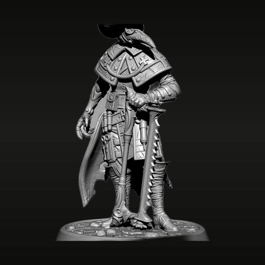 Steampunk Fantasy Kenku/Birdfolk Warrior with Wide-Brim Hat and Rifle 38mm Resin Figure Kit - unpainted resin model kit