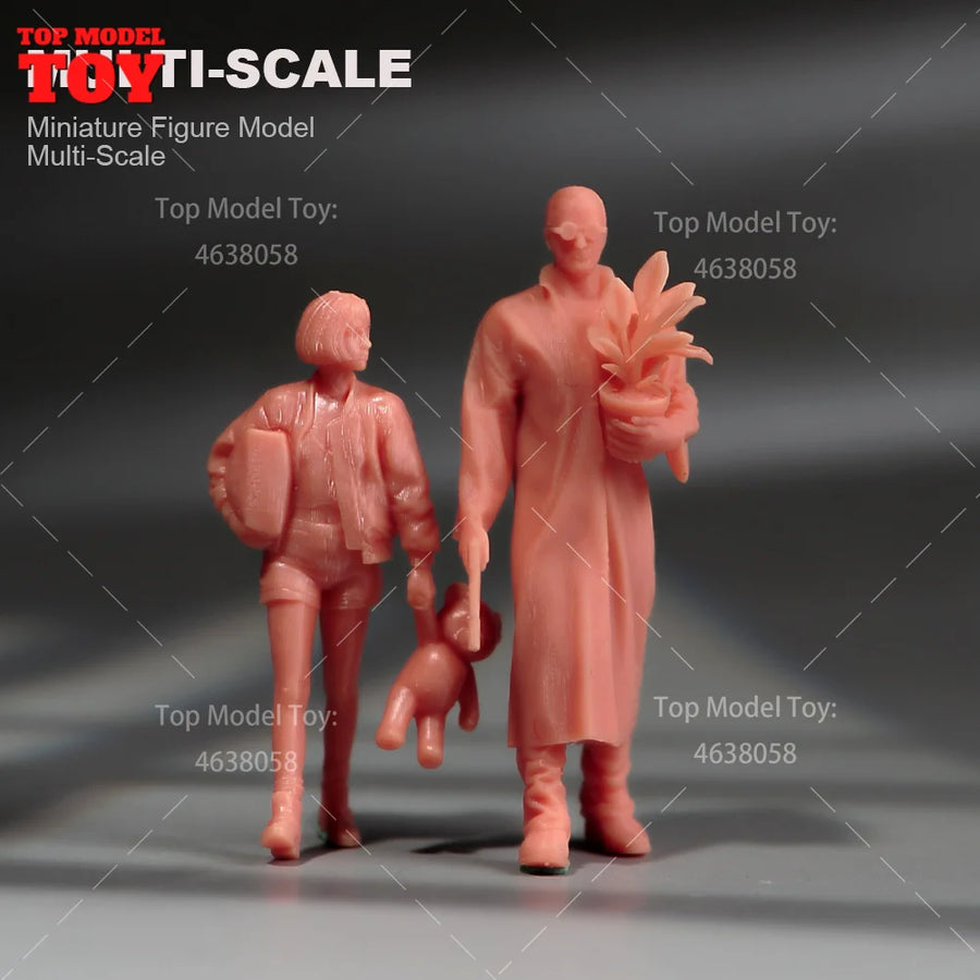 Modern Civilian Woman with Teddy Bear 28mm Resin Figure Set - resin model view 3